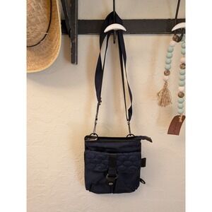 Mosey Navy Quilted Crossbody Bag Adjustable Strap Buckle Detail
